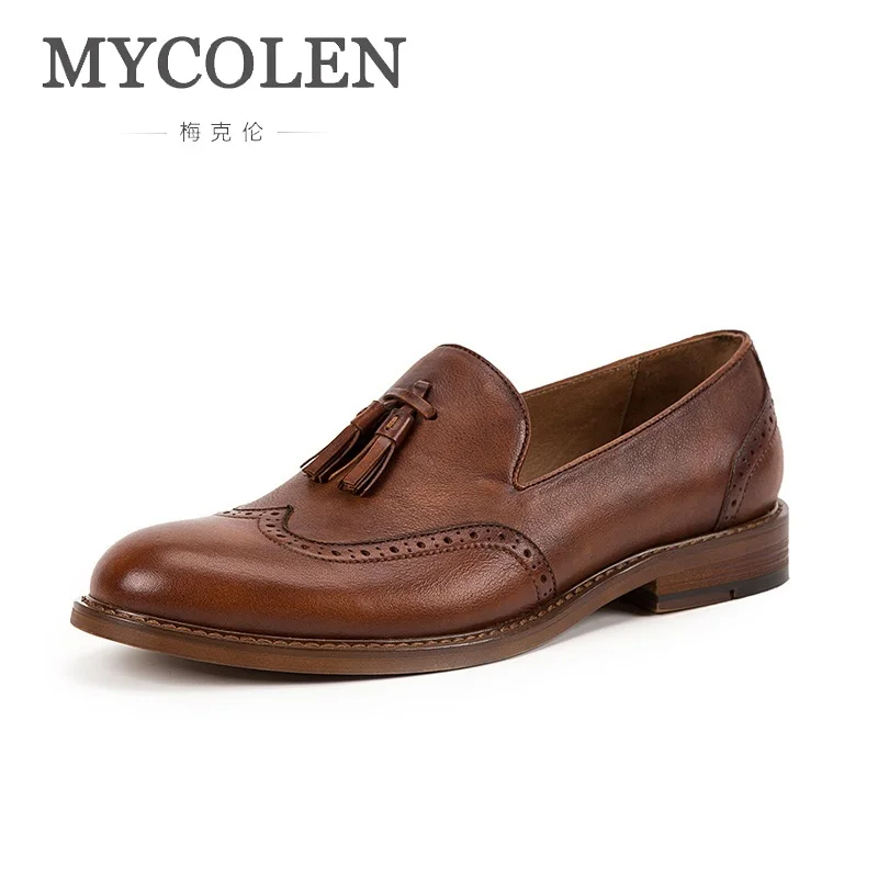 

MYCOLEN New 2018 Men Cow Loafers Spring Autumn Genuine Brand Designer Leather Driving Moccasins Slip On Men Casual Shoes