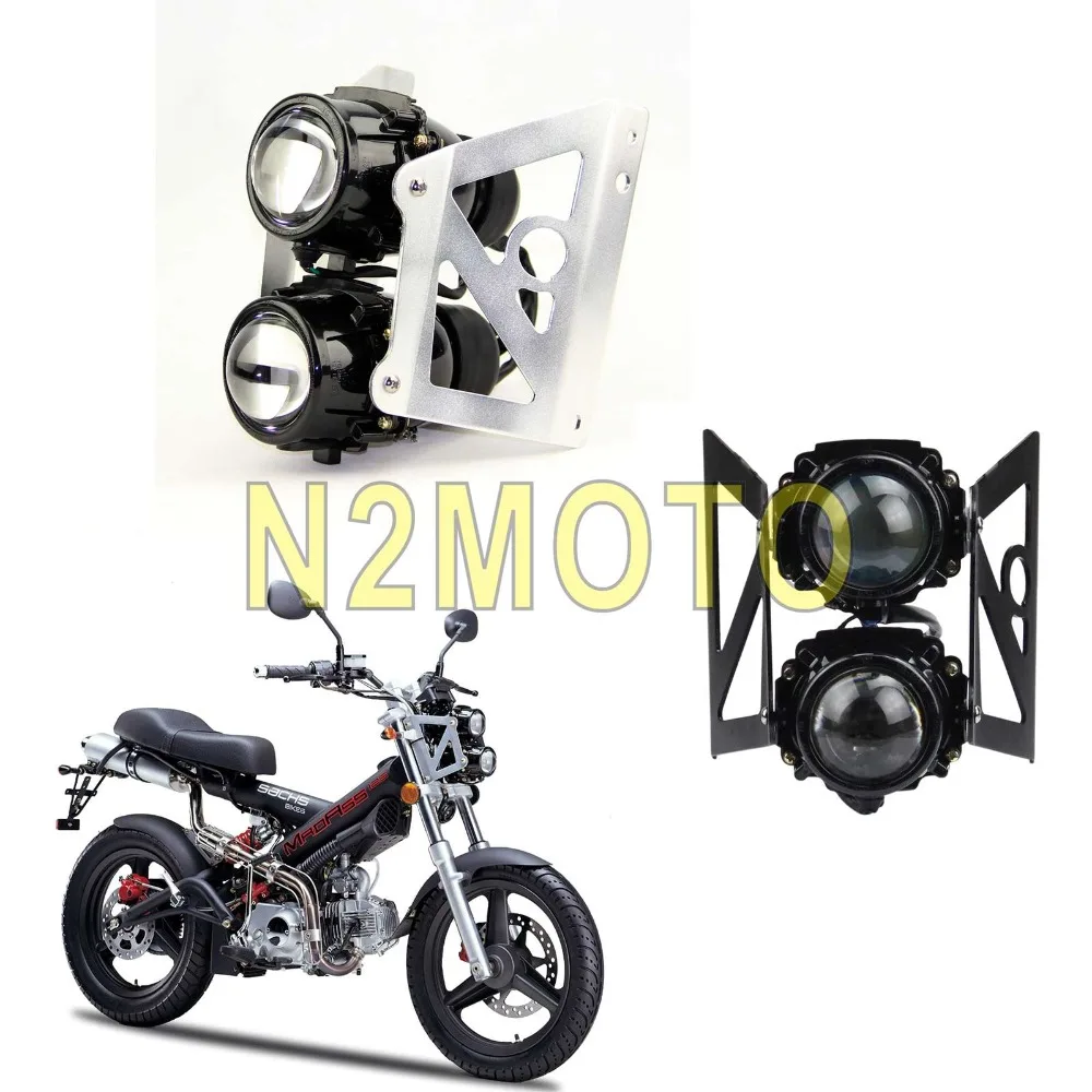 Twin Light Motorcycle Headlight Projector font b Lamp b font Streetfighter Head Lights for Sachs MadAss