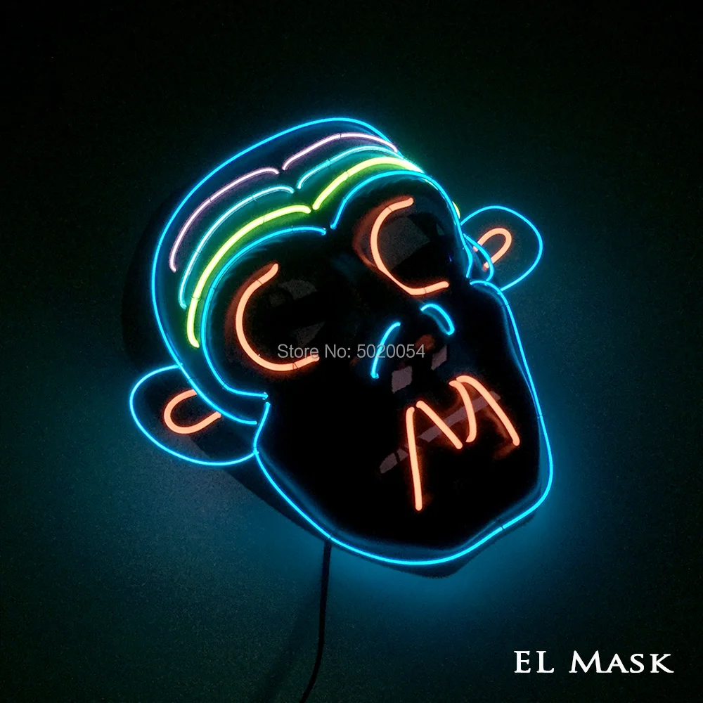 

New Arrival Mascara Cosplay Monkey EL Mask Men Women Light Up Mask Neon Led Luminous Mask