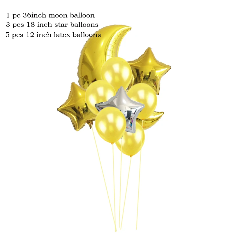 Leeiu 36 дюймов луна 18 дюймов Звездные воздушные фольгированные шары украшения для дня рождения латексные шары свадебные шары детские игрушки - Цвет: 7