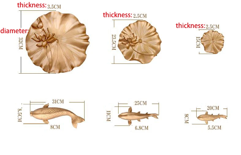 Индивидуальная креативная домашняя Ретро Настенная Декорация в виде листа лотоса, для ресторана, гостиной, настенная подвесная рыбный орнамент, полимерная Фреска