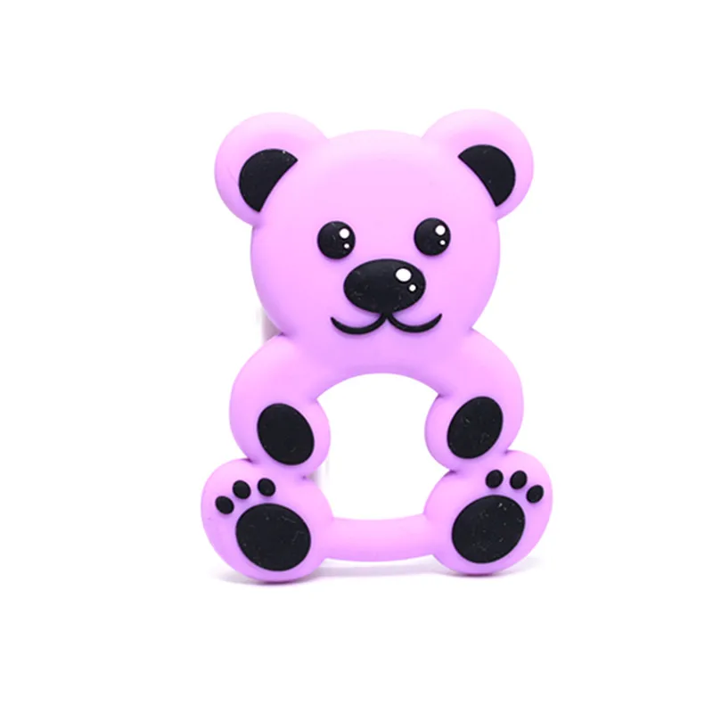 1 шт. 5 цветов мультфильм Медведь Детские трофеи игрушки, Силиконовые Прорезыватели жевательные Подвески Младенцы DIY Ожерелье Подвеска BPA Бесплатный Детский Прорезыватель - Цвет: Purple