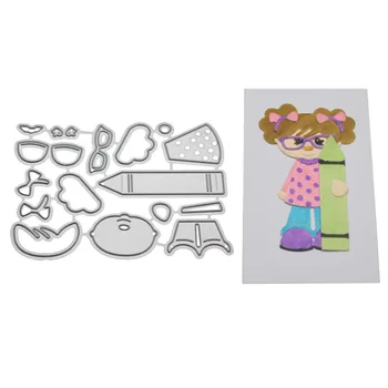 

Girl Pencil Metal Cutting Dies Stencil For DIY Scrapbooking Card Making Embossing Craft Baby Stamps And Dies New 2019