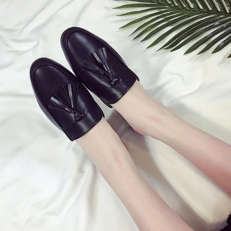 

PADEGAO Closed Toe Rome Fashion Lazy Slides for Women Square Heel Fringe Outdoor Slippers Summer Concise Womens Shoes