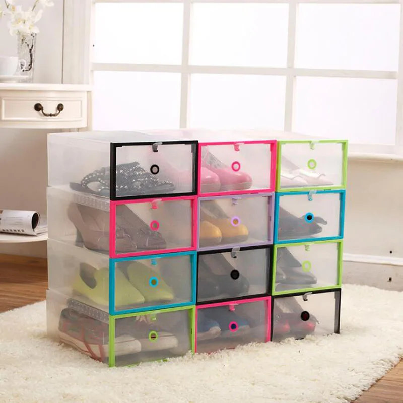 

Plastic Shoe Rack Organizer Transparent Shoe Boxes Hanger Multifunctional DIY Clamshell Storage Box Home Organization Case