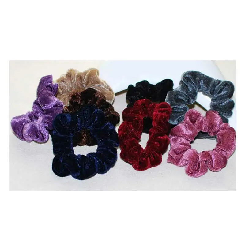 

New Fashion Luxury Soft Feel Velvet Hair Scrunchie Ponytail Donut Grip Loop Holder Stretchy Hair band for women