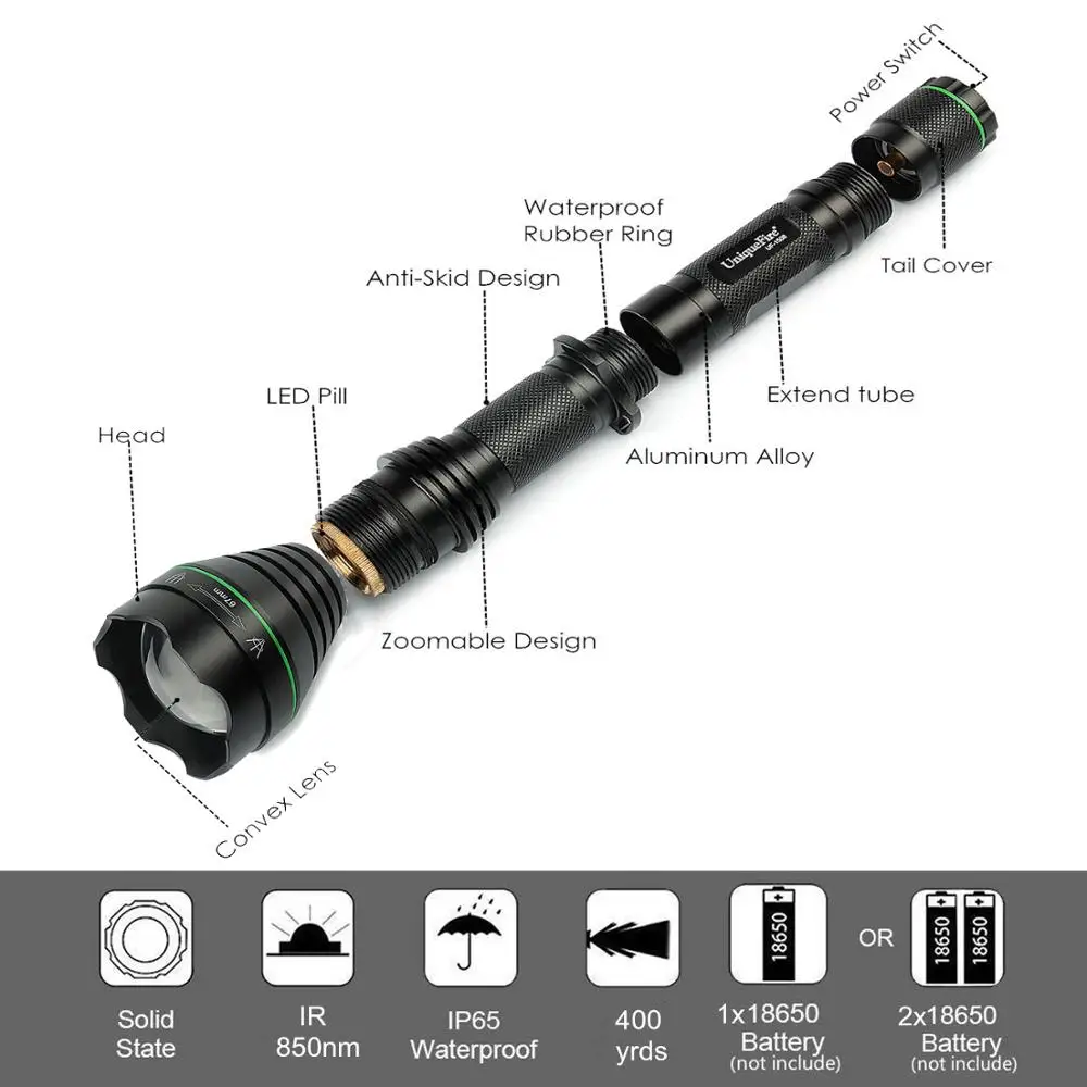 UniqueFire UF 1508 T67 IR 850nm светодиодный охотничий фонарик Тактический Инфракрасный