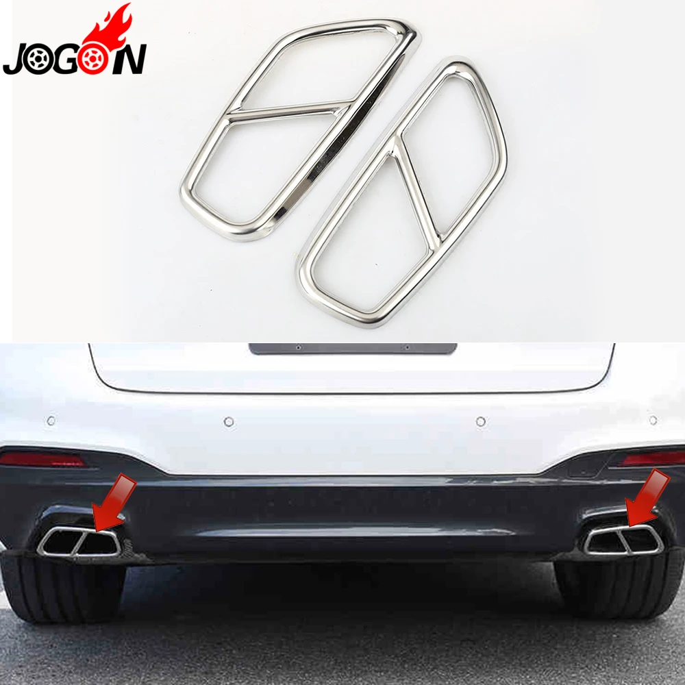 

For BMW 5 6 Series G30 2017 2018 2019 6 Series G32 GT Gran Turismo Stainless Steel Rear Dual Exhaust Pipe Sticker Cover Trim