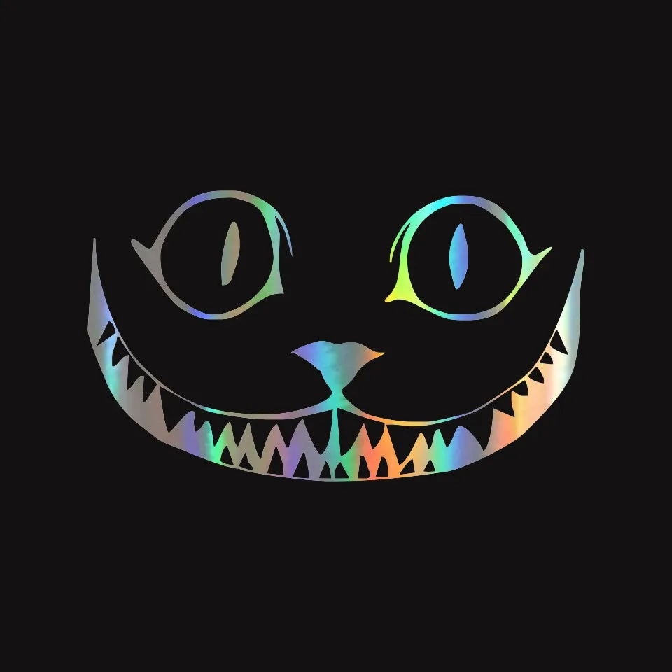 Stickers Car 15.28.9CM Cat Growl Smile Face Halloween Horror Vinyl Car Sticker Window Decoration Decal BlackSilverLaser (3)