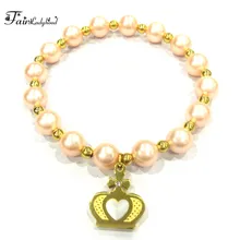 ФОТО fairladyhood wholesale crown charm  stainless steel  beads bracelet for girl and children