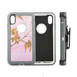 Camouflage Defender Phone Case with Clip Holster and Armor Protection - iPhone 13 (Pink tree 2)