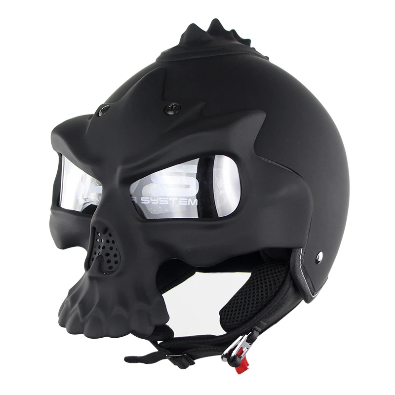 

Double lens motorcycle helmet dot standard skull casco with Double-D Ring Buckle S-XL