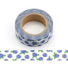 1.5cm * 10m Cute Kawaii Blueberry Fruit Masking Washi Tape DIY Decorative Adhesive Tape For Scrapbooking Decoration 4cm flower falls kawaii deco adhesive paper floral masking washi tape stickers scrapbooking office decoration cute stationary