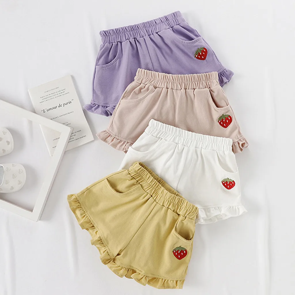 New Summer Girl Shorts Kids Skirts Shorts Ruffles Bowknot strawberry Children Shorts Fashion Girls Clothing