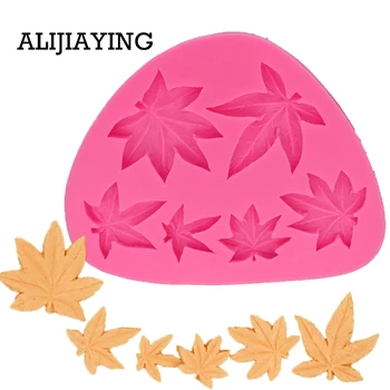 

M0759 1Pcs Maple Leaf Silicone Mould For Cake Decoration Molds Leaves Fondant 3D Silicone Mold Rubber dessert decorators moulds