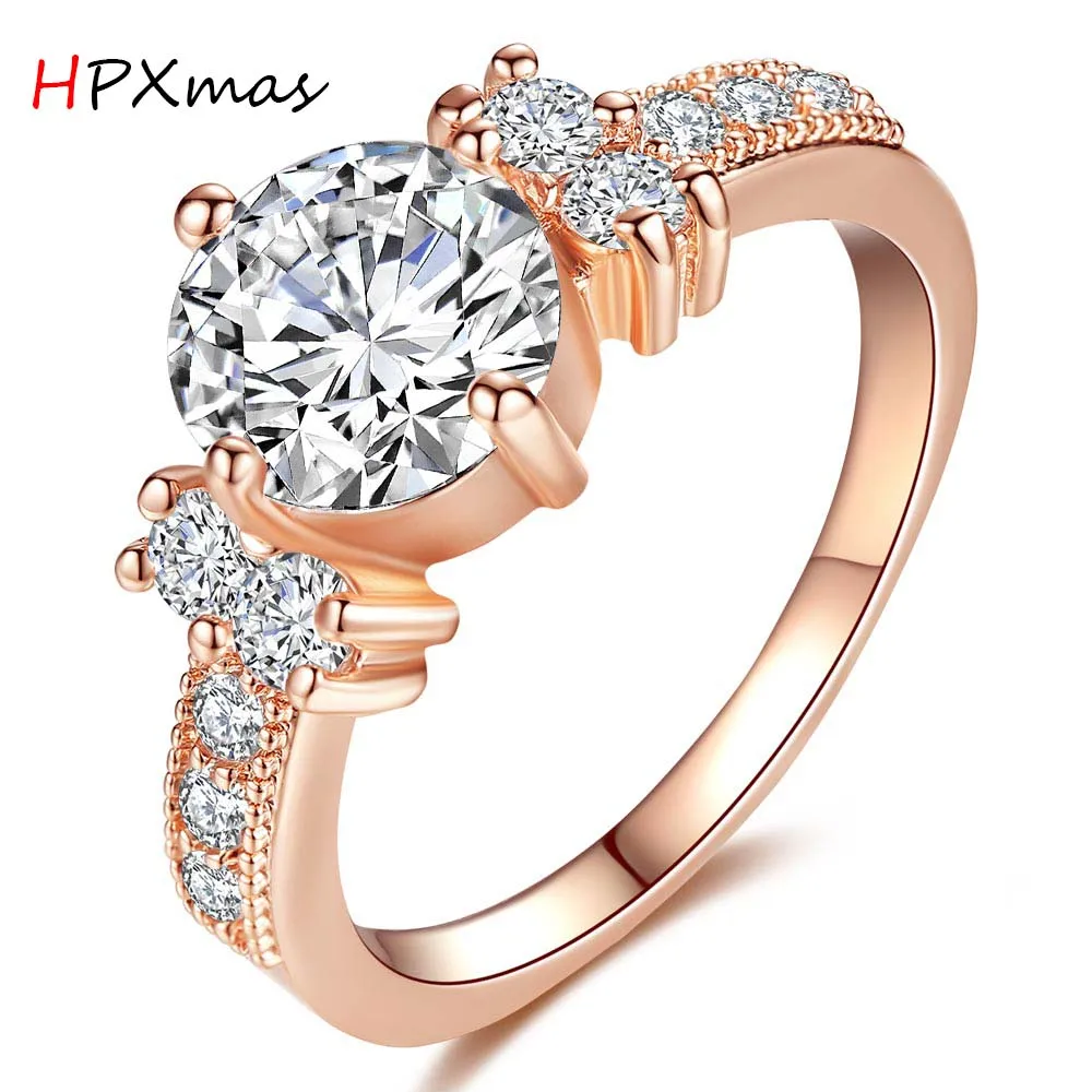 

HPXmas Fashion Luxury Rings with big Crystal Stone in Purple /Red/Green/Blue Bijoux for Women Female Ladies Jewelry gift C32