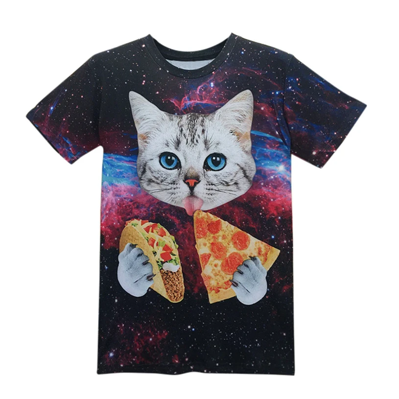Смешные Мальчики Для мужчин 3D принт летние шорты рукавом Kitty небо футболки