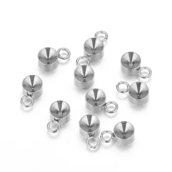 

20Pcs/lot Stainless Steel Pendants Blank Setting Crystal Round Cabochon Base for Diy Necklace Bracelet Jewelry Making