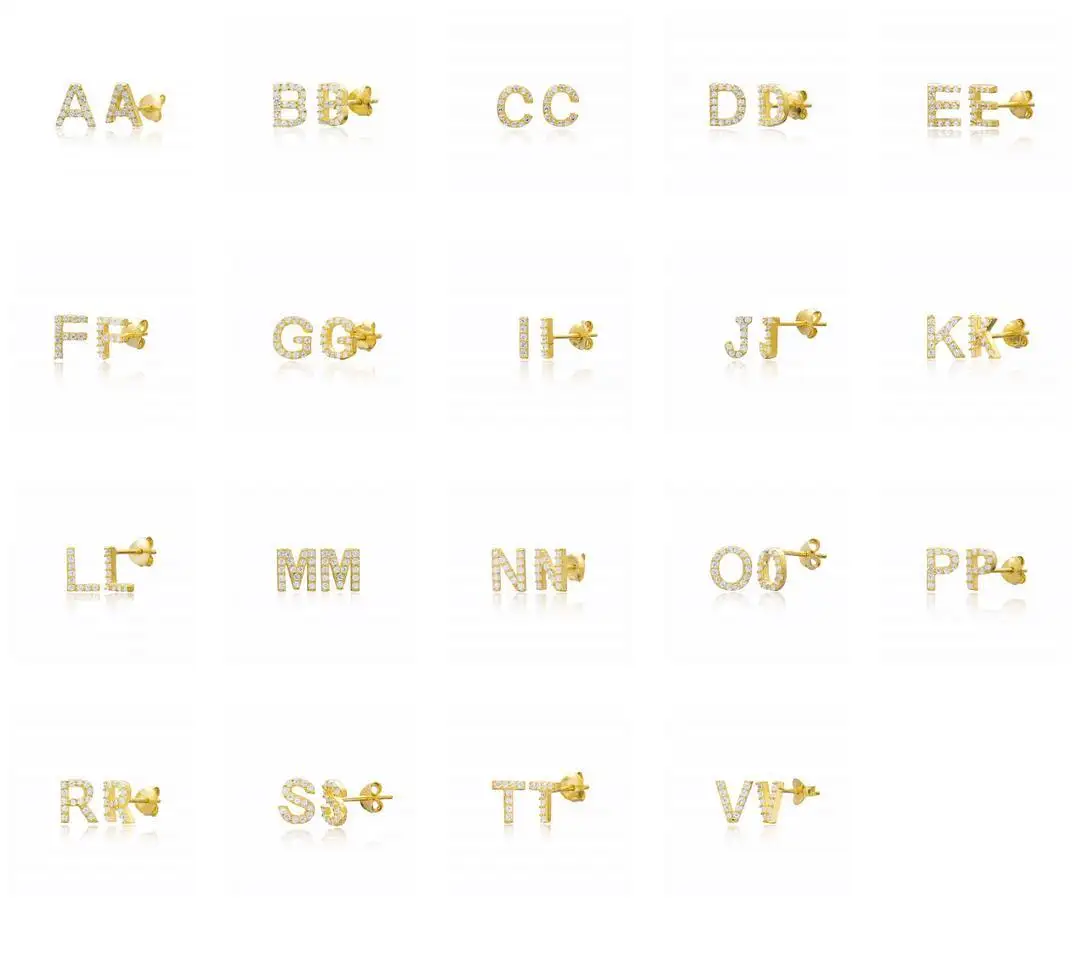 Настоящее серебро 925 пробы cz вымощенные мини маленькие буквы 26 Алфавит начальные серьги на заказ имя письмо персонализированное ювелирное изделие гвоздики