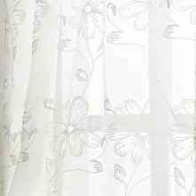 

Curtains for Living Dining Room Bedroom Tulle Sheer Yarn Korean Pastoral Embroidered Linen Fabric A