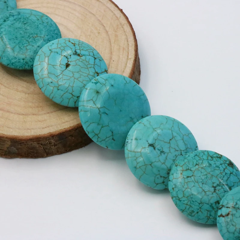 Blue Turkey Stone Coin Shape 20mm Loose Beads 15