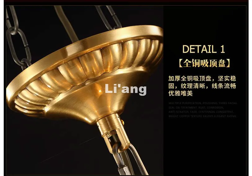 Европейская латунная антикварная хрустальная люстра, роскошная бронзовая лампа K9Crystal Lustre, подвесное освещение, гарантированное