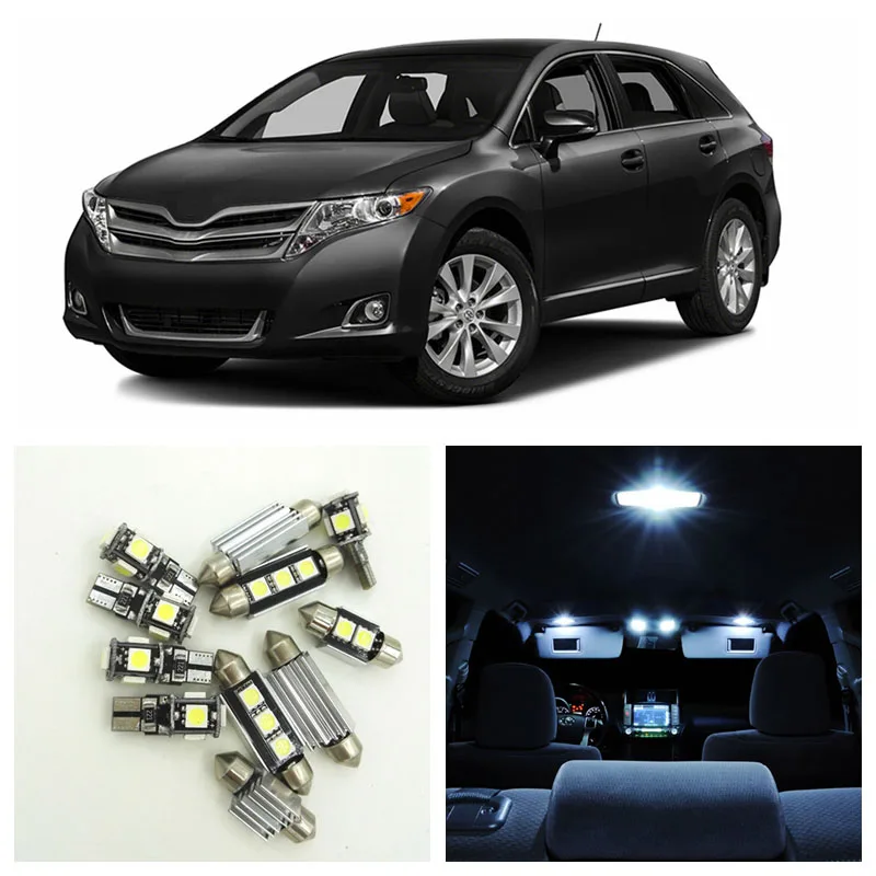 

13Pcs Super Bright White LED Auto Bulbs Interior Package Kit For 2009-2015 Toyota Venza Map Dome Trunk License Plate Light