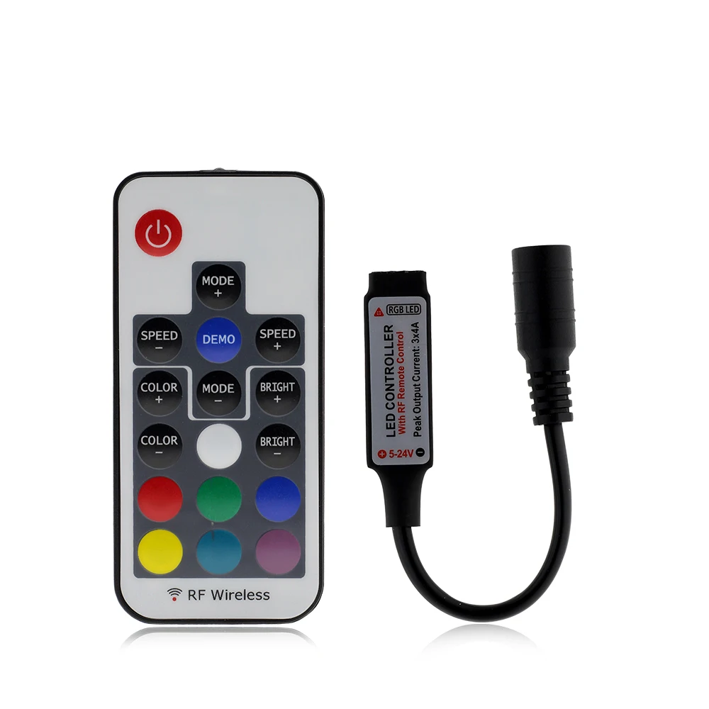 Светодиодный RGB контроллер черный/белый/двойной 12 в пост. Тока 17key RF беспроводной