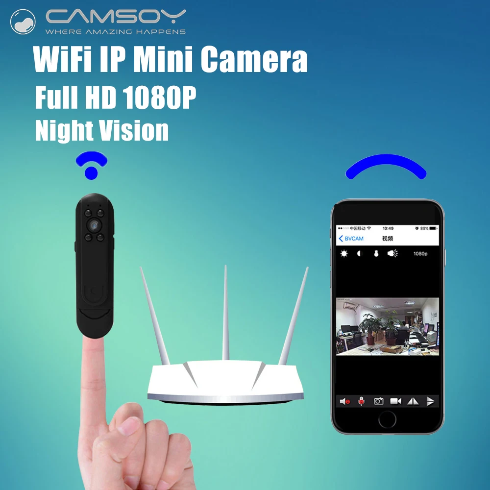 Wi-Fi IP мини Камера карман 1080 P 720 HD ручка Широкий формат 140 градусов голос видео
