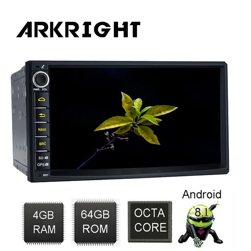 Best ARKRIGHT 7" Android 8.1 4GB 64GB Universal Car Radio Audio Stereo HD GPS Navigation Head Unit DVR OBD Multimedia Player DSP 4G 1