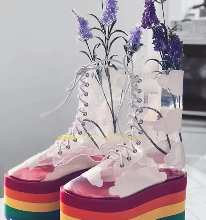 clear rainbow boots