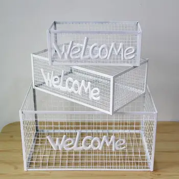 

Muti-function Iron Box Fruit Storage Basket Desktop Book Organizer For Sitting Room Dining-Room