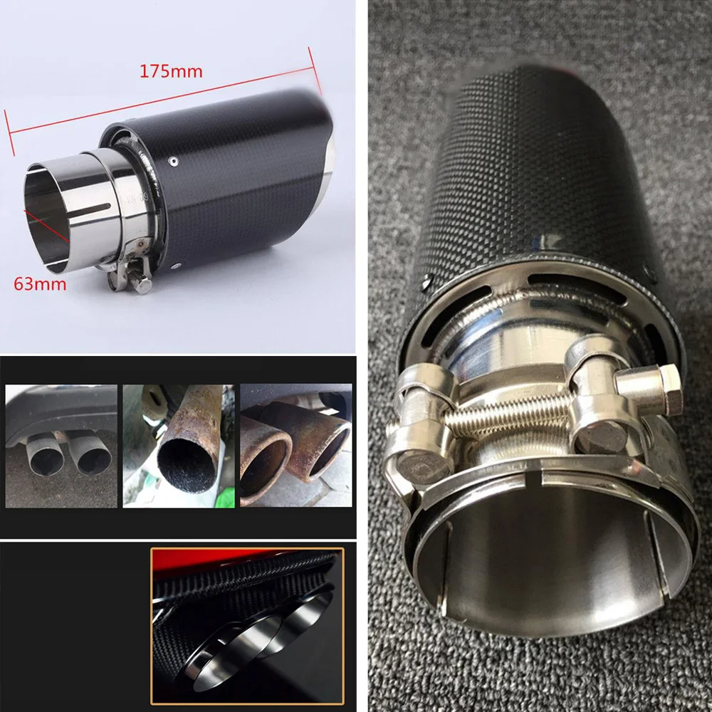

63mm-89mm Rear Carbon Fiber Auto SUV Exhaust Pipe Muffler End Tips For Car