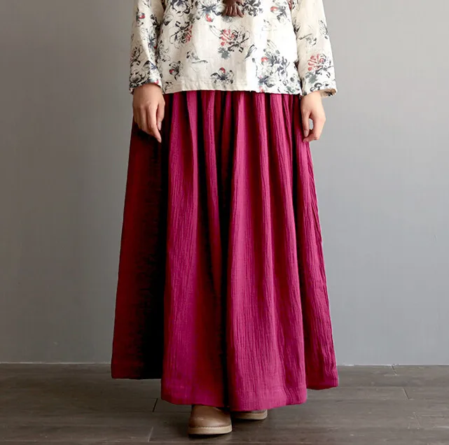 

2019 Spring Summer women cotton linen skirts,plus size S-5XL long skirts with pockets,7 color casual skirts Vestidos Femininas