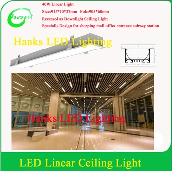 

10pcs silver/White/Black 3ft LED Linear Ceiling Light 40W recessed Downlight for Supermarket