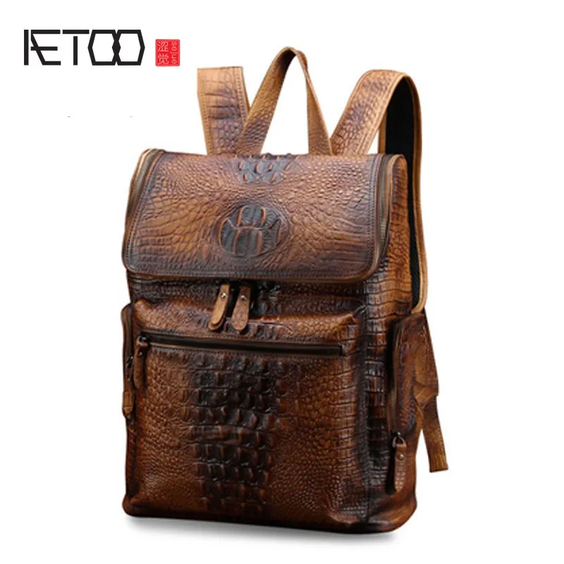 AETOO Men's leather backpack casual retro shoulder bag male leather crocodile pattern bag trendy fashion bag
AETOO Men's leather backpack casual retro shoulder bag male leather crocodile pattern bag trendy fashion bag