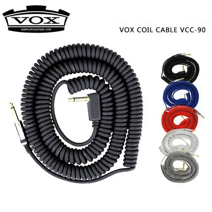 Винтажный спиральный гитарный кабель Vox VCC90 9-метровый для бас-гитары