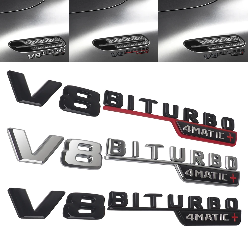 

2pcs V8 BITURBO 4MATIC Side Rear Fender Sticker For Ford Fiesta ST Focus 2 3 Fusion Mondeo Escap Car-styling Car Accessories