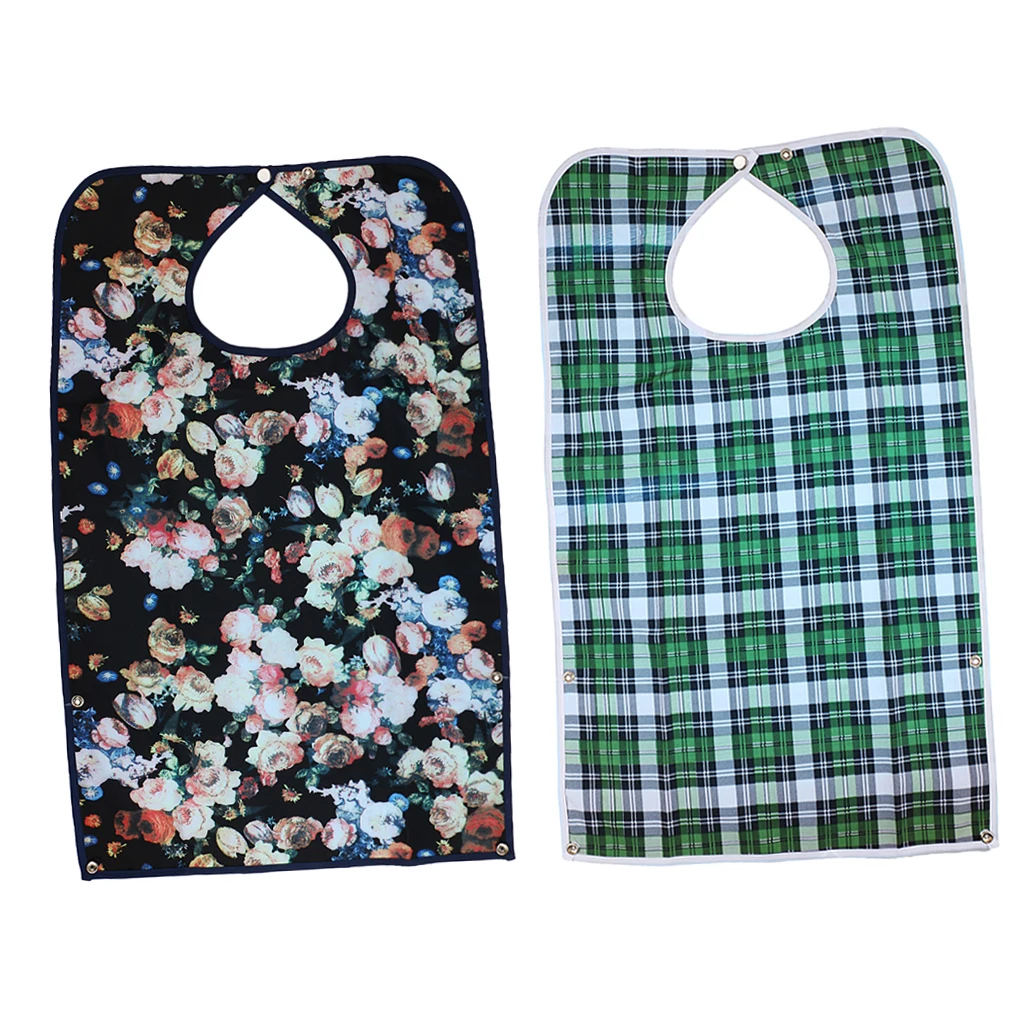 2 Pcs Resuable Adult Elderly Old Man Bib Eating Mealtime Aid Apron for Bedridden, Patient, Disability, Handicap