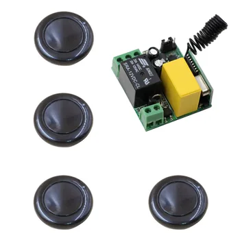 

AC 220V 1CH 10A Relay Wireless Remote Control Switch Remote Power ON/OFF , Receiver + 4 X Button Transmitter , 315Mhz/433Mhz
