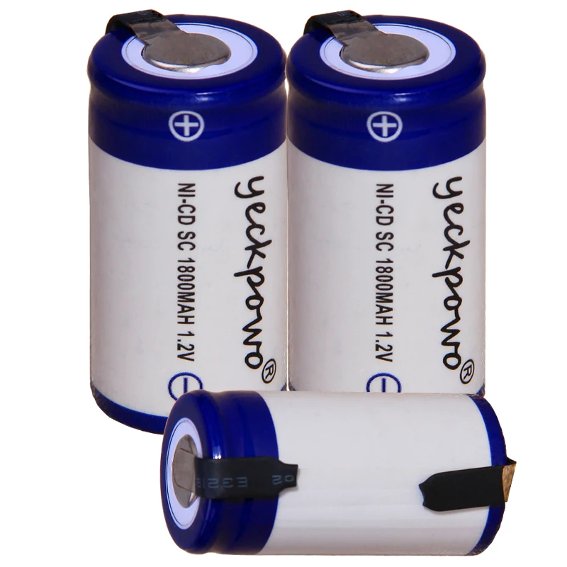 

yeckpowo 3 pieces SC battery 1,2v batteries nicd rechargeable for power tools 1800mAh for drill screwdriver real capacity