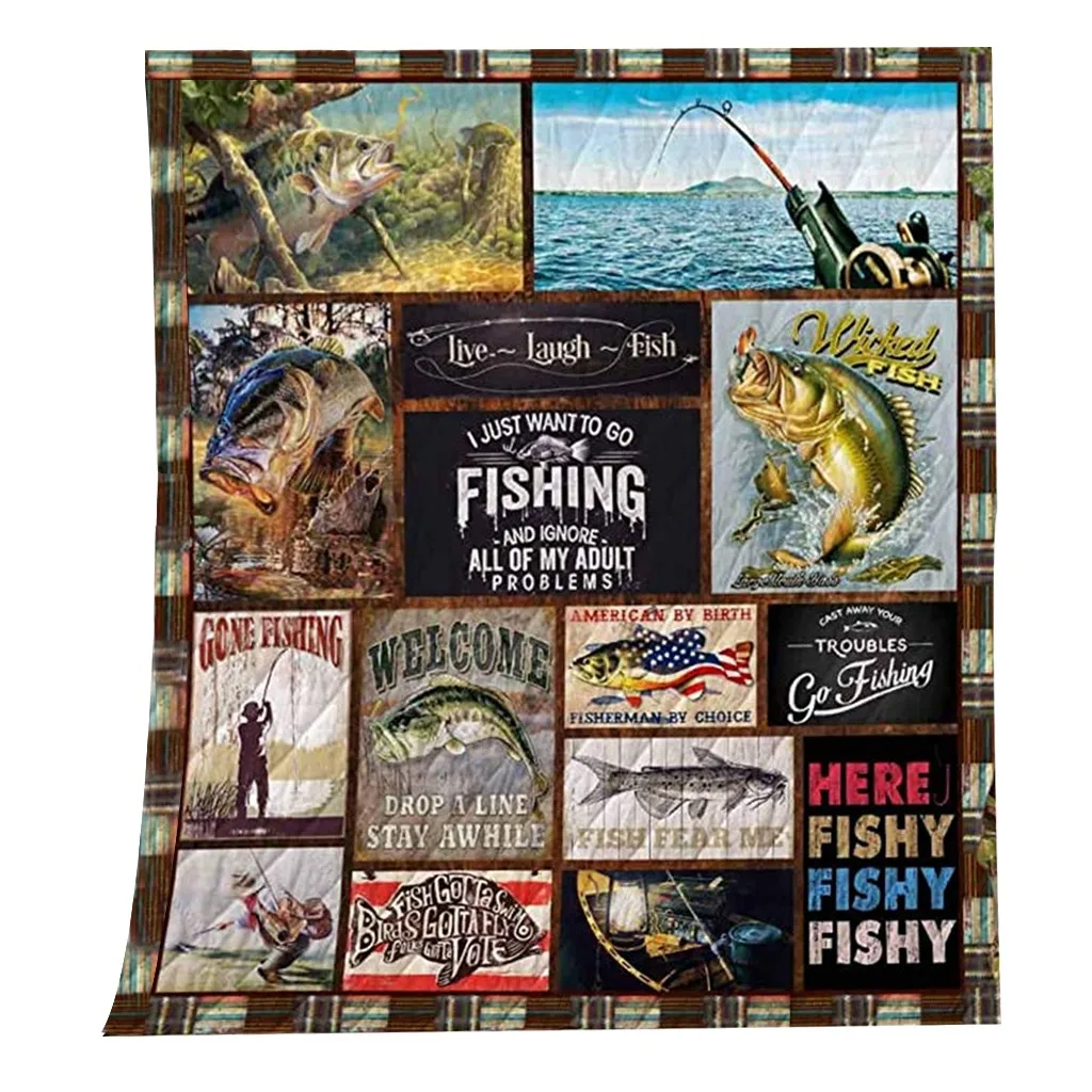 

PVC Soft Cloth Carpet I Aas Born to Be a Fishing Camping a Blanket Gifts Fishing pattern rug tapis peche patterned blanket #22/5