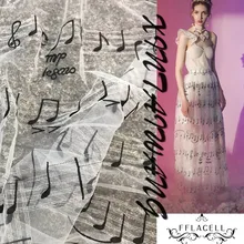 FFLACELL 1 ярд кружевной ткани с вышивкой в виде нот, Тюлевая ткань для кутюр платья выпускного вечера для свадебного платья шириной 130 см