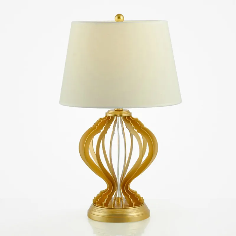 Postmoderní americká země retro zlaté železo Fabric led E27 stolní lampa pro obývací pokoj Ložnice Studie H 59cm Ac 80-265v 1393
