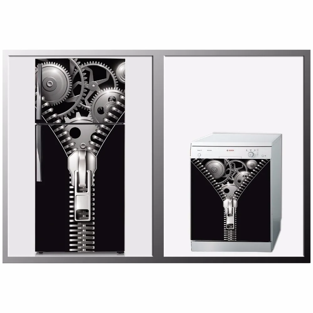 

Free Shipping 3D Zip SelfAdhesive Refrigerator Dishwasher Door Sticker Wallpaper wall sticker Kitchen wallpaper Poster