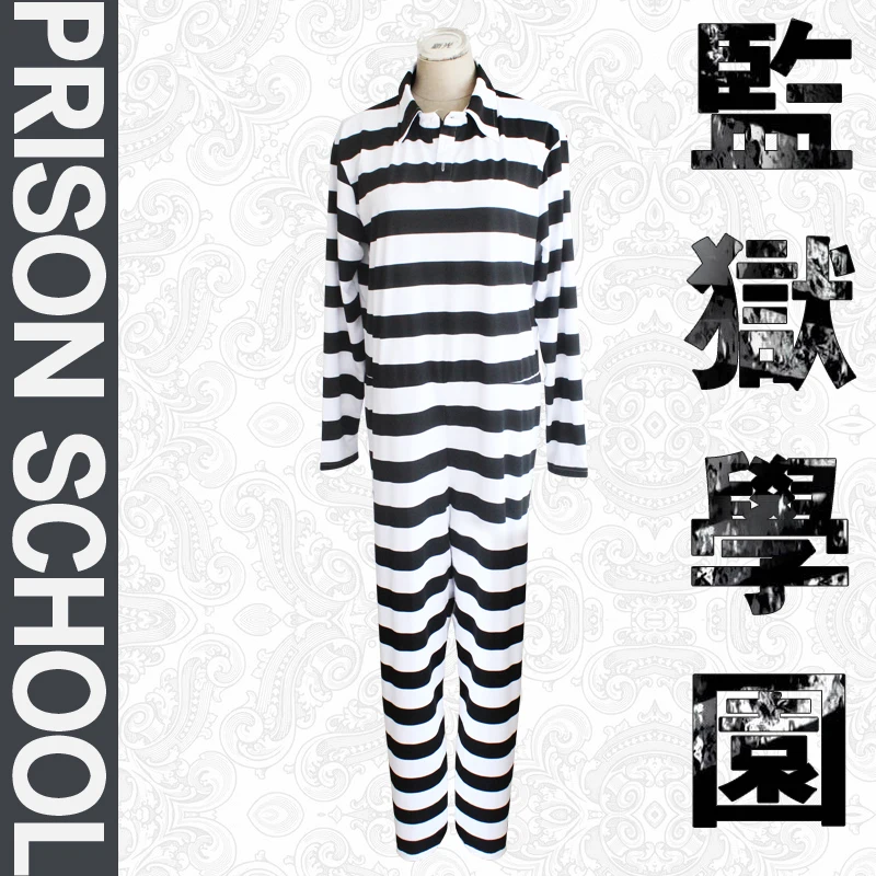 Аниме Prison School Киеси Fujino Косплэй костюм в полоску тюремная форма костюм цельнокроеный комбинезон, Пижама