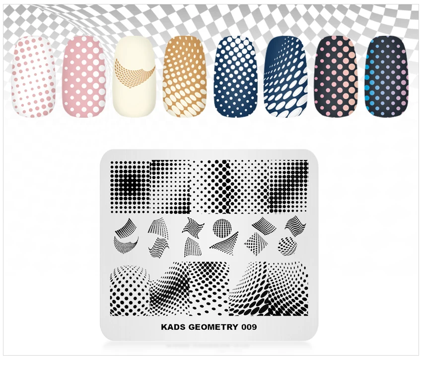 KADS пластины для штамповки ногтей геометрические 009 3D изображения геометрическая форма для дизайна ногтей трафарет для штамповки ногтей инструмент для дизайна ногтей Шаблоны