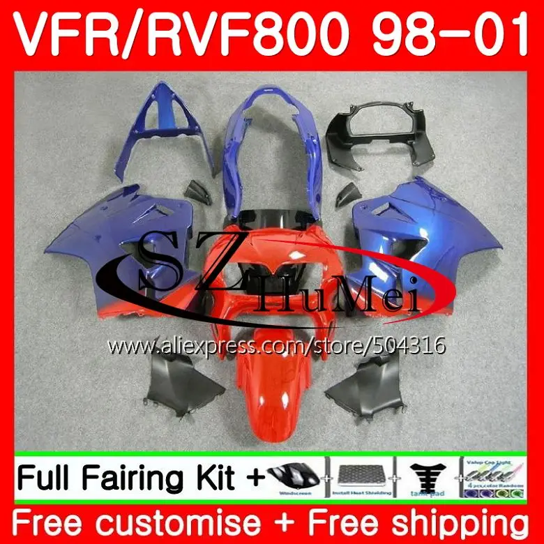 Набор для HONDA VFR800R Interceptor VFR800 98 99 00 01 112SH. 5 VFR 800RR 800 RR VFR800RR 1998 1999 2000 2001 обтекатель Синий