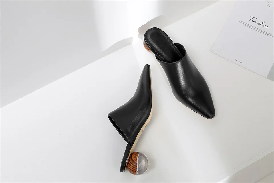 Сезон весна-лето Модные женские Muller обувь Высокое качество коровьей тканевый шар Тип каблук дизайн удобные женские шлёпанцы для женщин