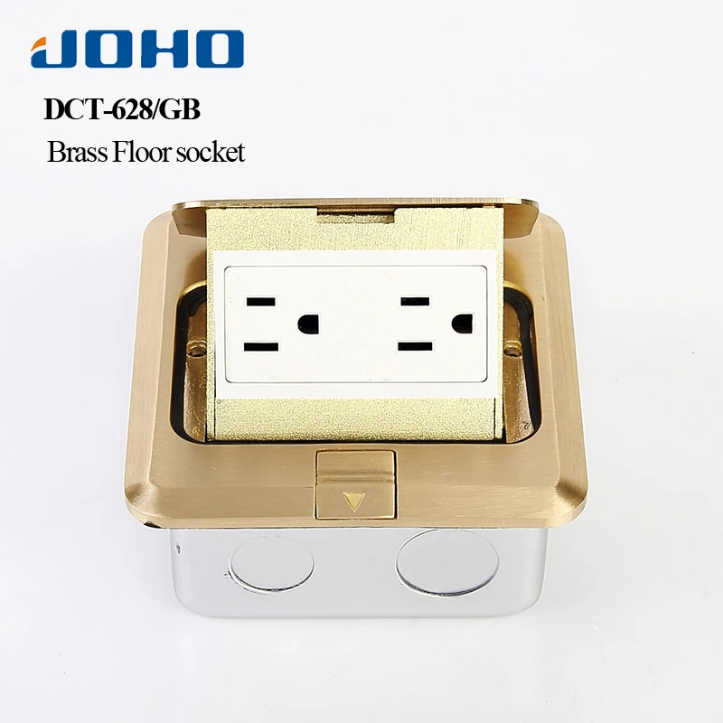 

JOHO Brass Panel Standard Grounding FAST Pop Up 6 Hole Floor Socket Outlet Box Power Outlet With 15A UL Listed Receptacle